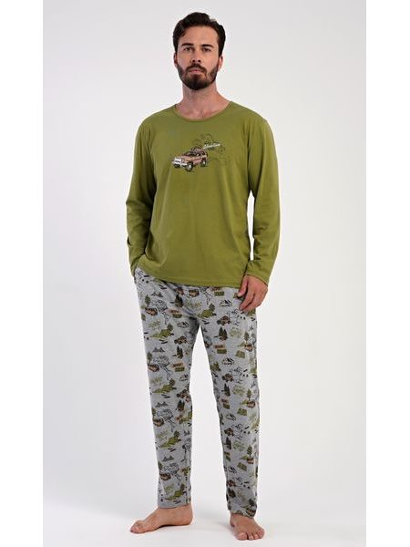 Pánské pyžamo dlouhé Adventure - khaki