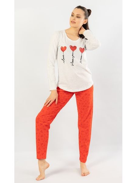 Dámské pyžamo dlouhé I love you - světle šedá