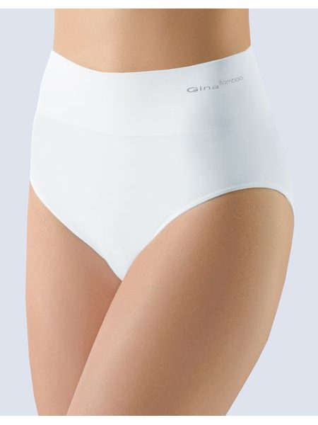 GINA dámské kalhotky klasické se širokým bokem, bezešvé, Bamboo PureLine 00036P - bílá