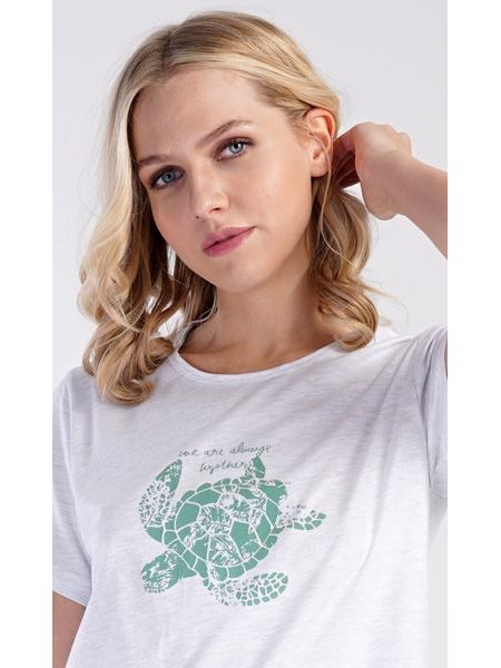 Dámská noční košile s krátkým rukávem Želva - světle šedá