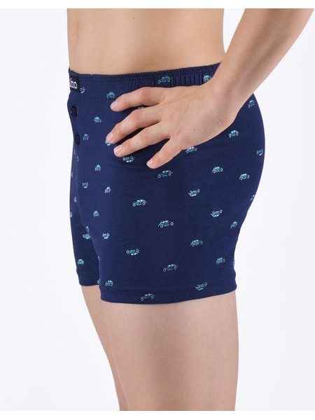 Dětské trenky volné chlapecké, šité, s potiskem - lékořice tm. tyrkysová