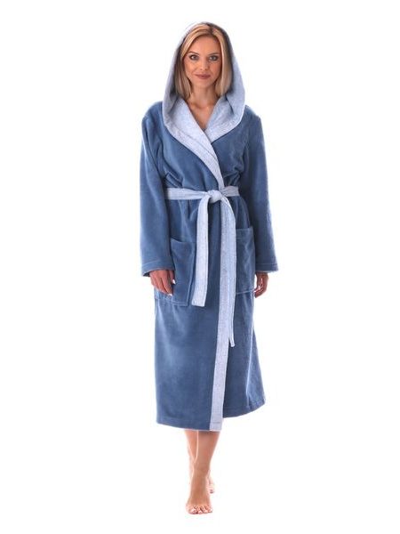 Dámský dlouhý savý župan s kapucí TAMPA duo denim