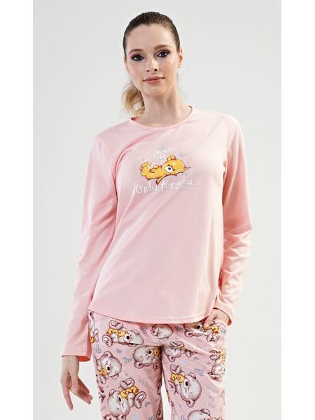 Dámské pyžamo dlouhé Only for you - meruňková
