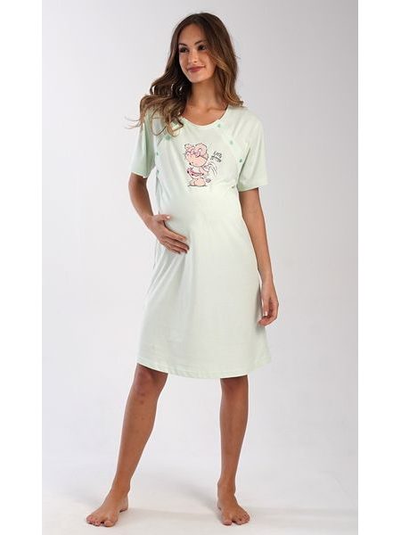 Dámská noční košile mateřská Maruška - světle zelená