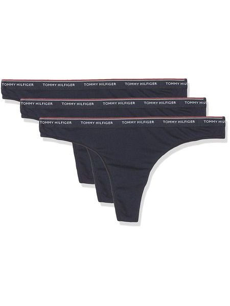 Dámské kalhotky tanga TOMMY HILFIGER Essentials 3pack tmavě modré