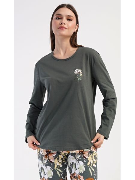 Dámské pyžamo dlouhé Mariana - khaki