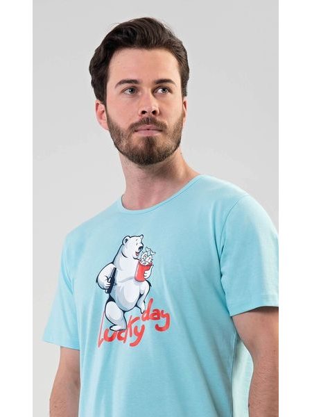 Pánské pyžamo šortky Lucky day - azurová