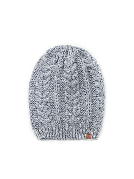 Dlouhá čepice s copánky světle šedá