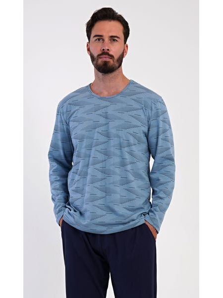 Pánské pyžamo dlouhé Arnošt - modrošedá