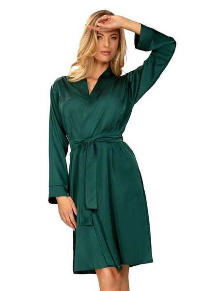 Saténový župan Amina zelený