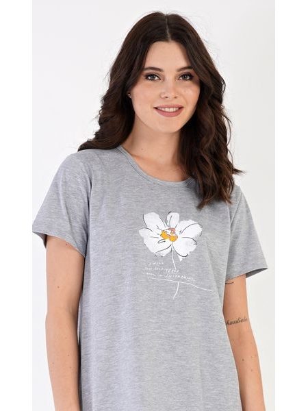 Dámská noční košile s krátkým rukávem Helena - šedá