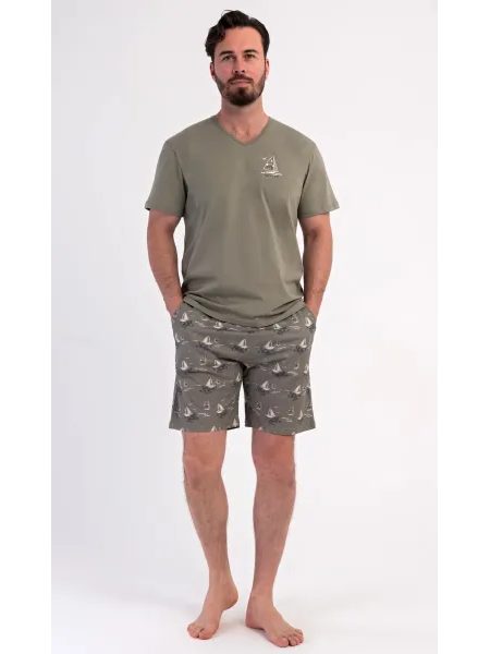 Pánské pyžamo šortky Adrien - khaki