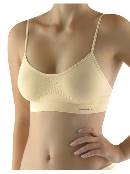 Dámský top s úzkými ramínky, úzká ramínka, bezešvé, jednobarevné Eco Bamboo 07015P - tělová