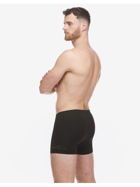 Boxerky kratší nohavička, šité, s potiskem - černá červená