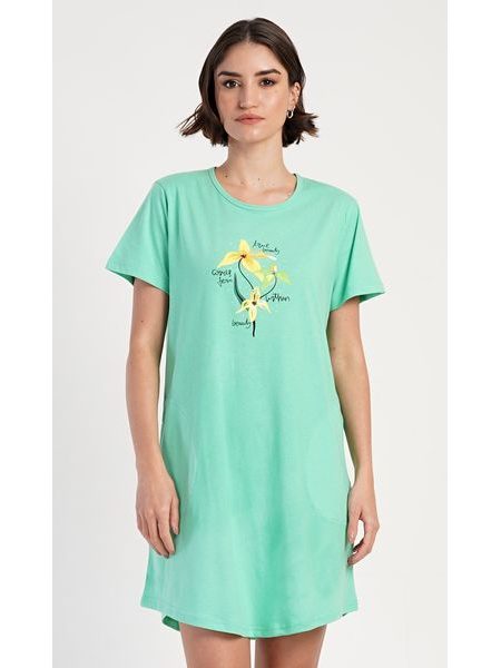 Dámské domácí šaty s krátkým rukávem Paula - zelená