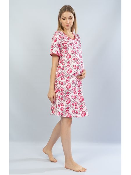 Dámská noční košile mateřská Méďa se srdcem - tmavě růžová