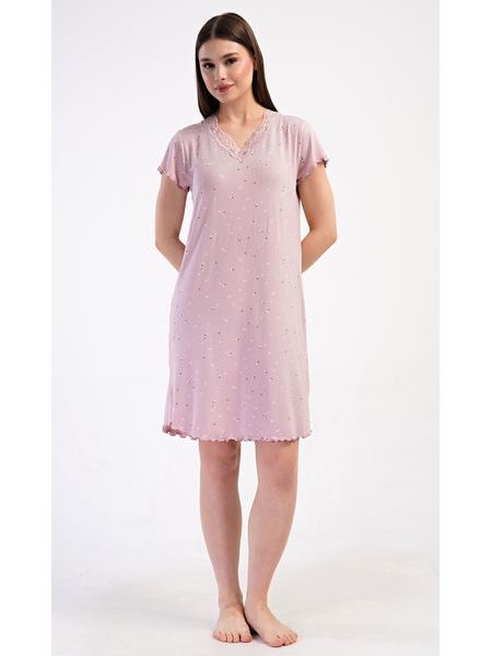 Dámská noční košile s krátkým rukávem Iris - starorůžová
