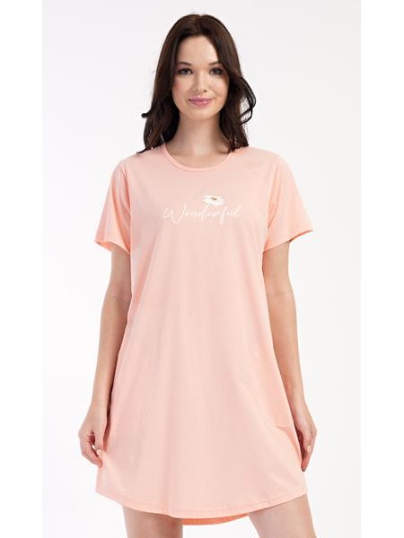 Dámské domácí šaty s krátkým rukávem Wonderful - světle lososová