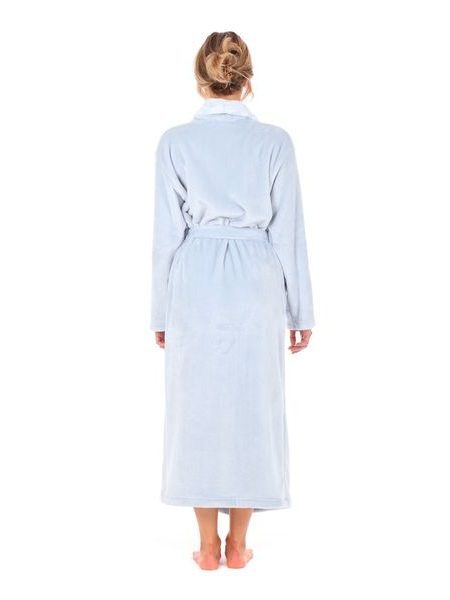 Dámský dlouhý župan se šálovým límcem FLORA světle modrá