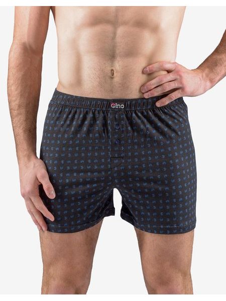 Pánské trenky volné, šité, s potiskem 75191P - černá atlantic