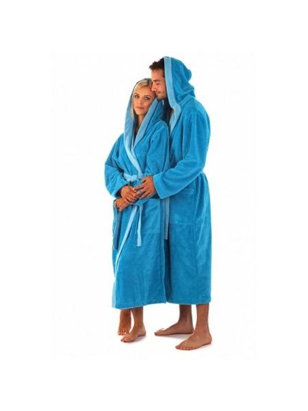 Unisex dlouhý savý župan s kapucí TAMPA duo modrá