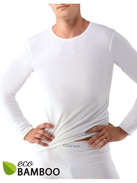 Pánské tričko s dlouhým rukávem, dlouhý rukáv, bezešvé Eco Bamboo 58007P - bílá