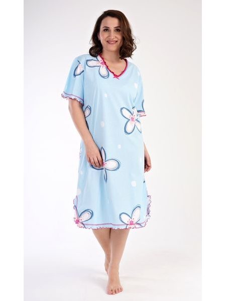 Dámská noční košile s krátkým rukávem Veronika - světle modrá