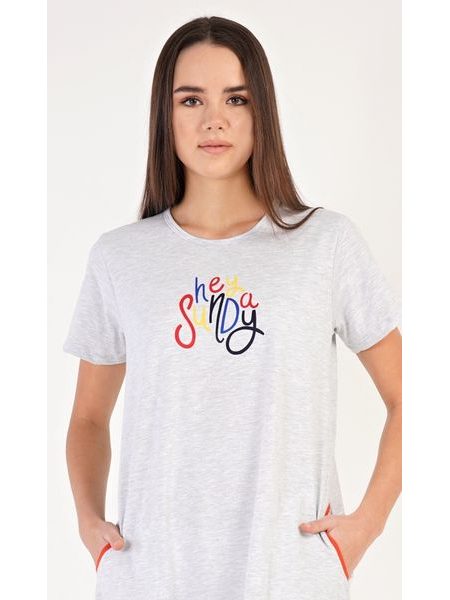 Dámské domácí šaty s krátkým rukávem Hey sunday - světle šedá