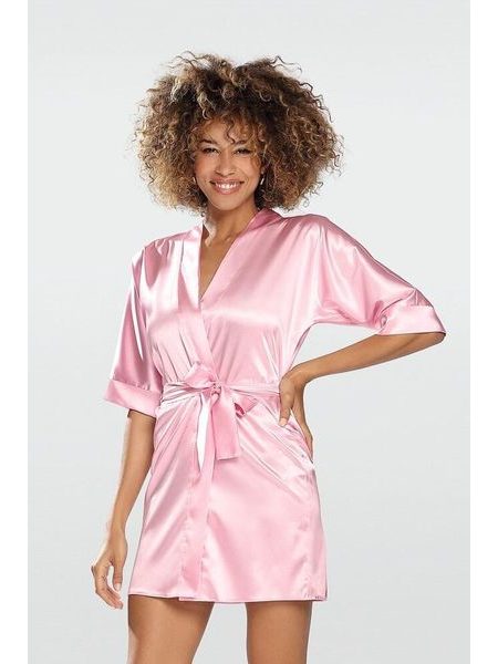 Saténový župan 90 světle růžový