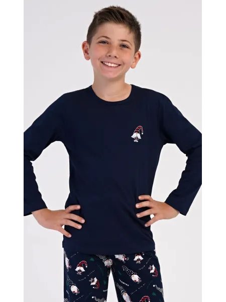 Dětské pyžamo dlouhé Vánoce - tmavě modrá