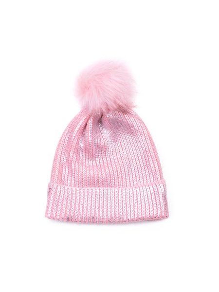 Flitrovaná čepice s bambulí růžová