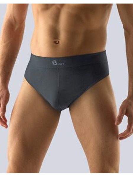 Pánské slipy se širším bokem, bezešvé, Bamboo Soft 51005P - tm. šedá