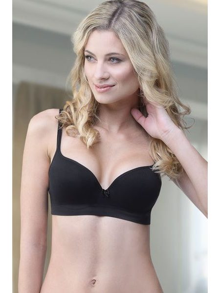 Podprsenka push-up s hladkými košíčky 07008P - černá