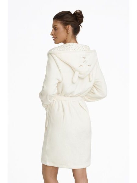 Hebký dámský župan Missy s ušima bílý