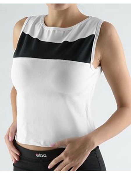 Dámský top tílko, širší ramínka, šité 98031P - bílá černá