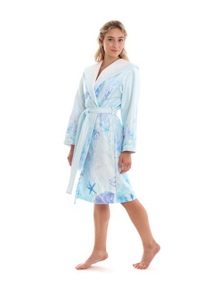 Dámský krátký župan s kapucí Anju se vzorem Moře