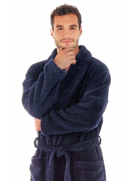 Unisex župan se šálovým límcem Athena tmavě modrá