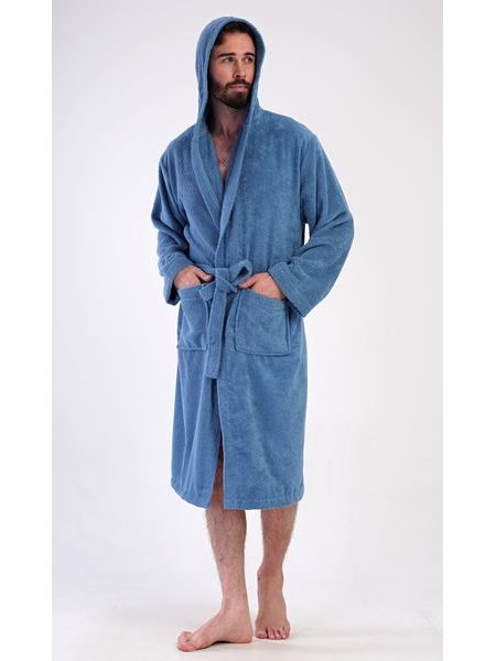 Pánský župan s kapucí Albert - modrošedá