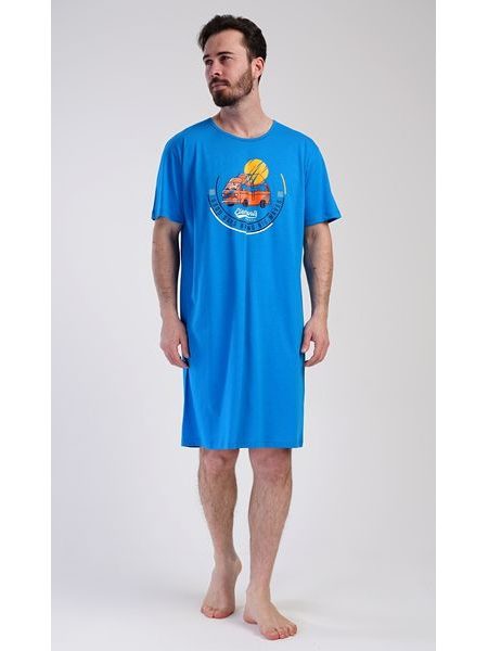 Pánská noční košile s krátkým rukávem Adventure - zelená