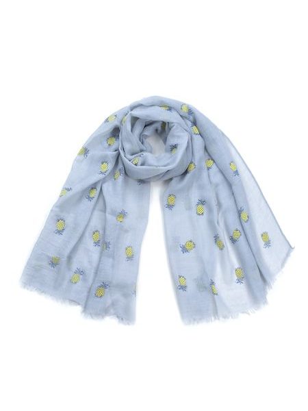 Modrý šátek s potiskem ananasů