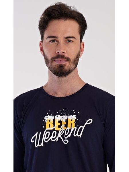 Pánské pyžamo dlouhé Weekend - tmavě modrá