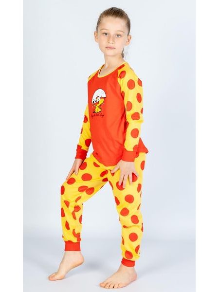 Dětské pyžamo dlouhé Kuře - červená