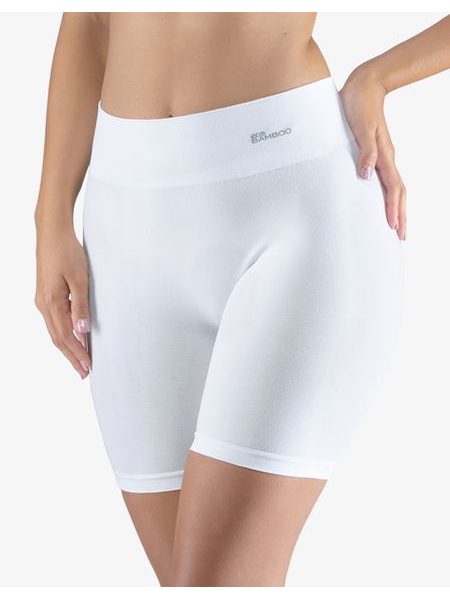 Dámské boxerky prodloužené, kratší nohavička, bezešvé, klasické, jednobarevné Eco Bamboo 03019P - bílá