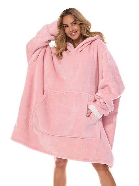 Maxi mikina Hoodie růžová bez potisku