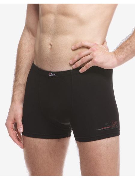 Boxerky kratší nohavička, šité, s potiskem - černá červená