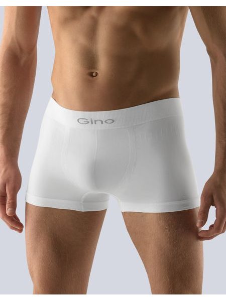 Pánské boxerky s kratší nohavičkou, kratší nohavička, bezešvé, jednobarevné MicroBavlna 53000P - bílá