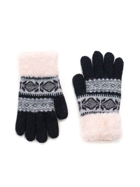 Šedé teplé rukavice se vzorem
