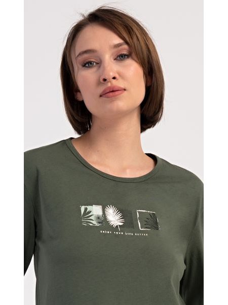 Dámské pyžamo dlouhé Barbora - khaki