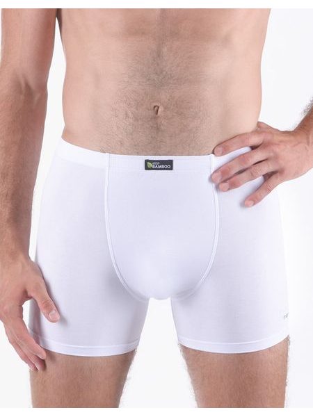 Pánské boxerky delší nohavička, šité, s potiskem Eco Bamboo 74163 - bílá olivová