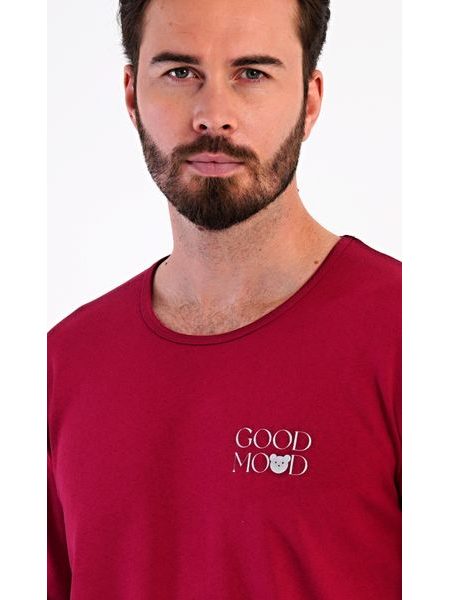Pánské pyžamo dlouhé Good mood - vínová